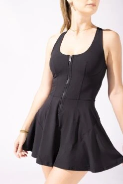 Matchpoint Workout Dress With Zipper - Black