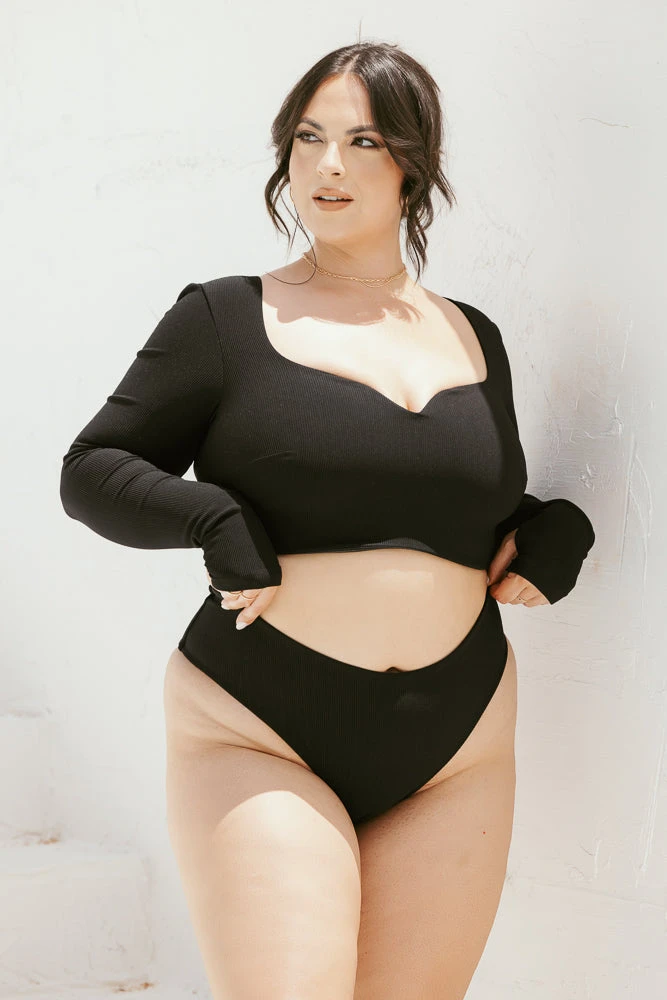 Low Tide Super Cheeky Bikini Bottom - Black Rib - Image 4