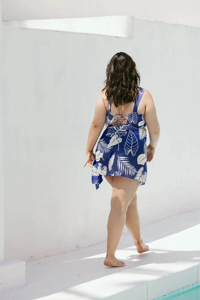 Minimoon Short Sarong - Blue Palm - Image 8