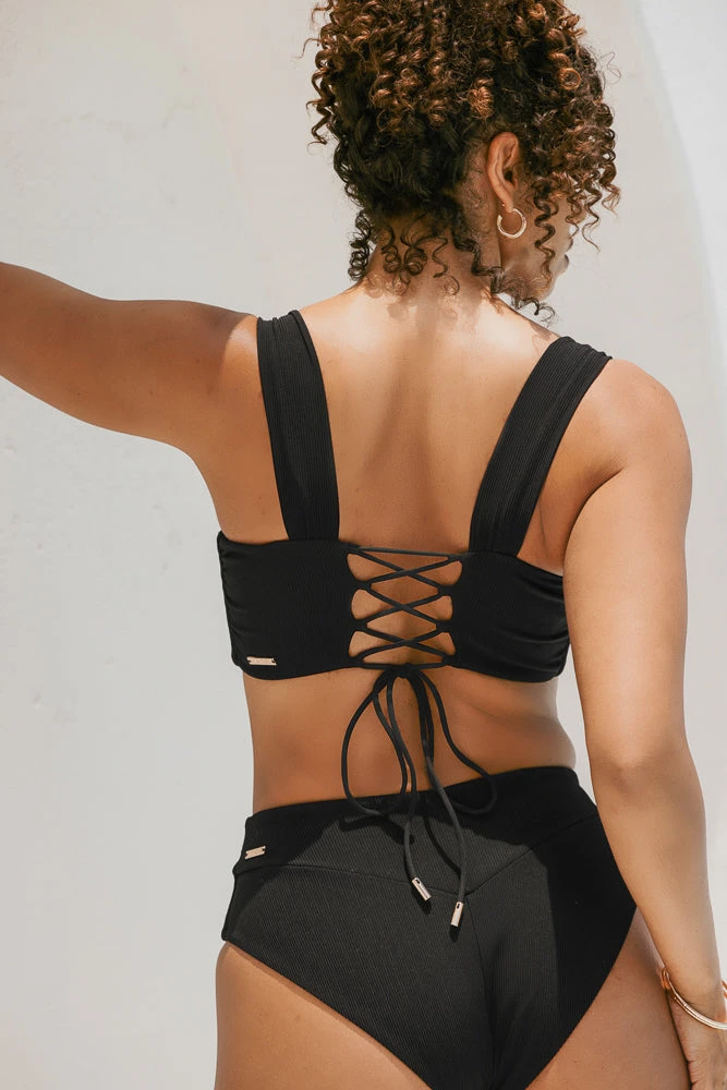 Boardwalk Bombshell Bikini Top - Black Rib - Image 6