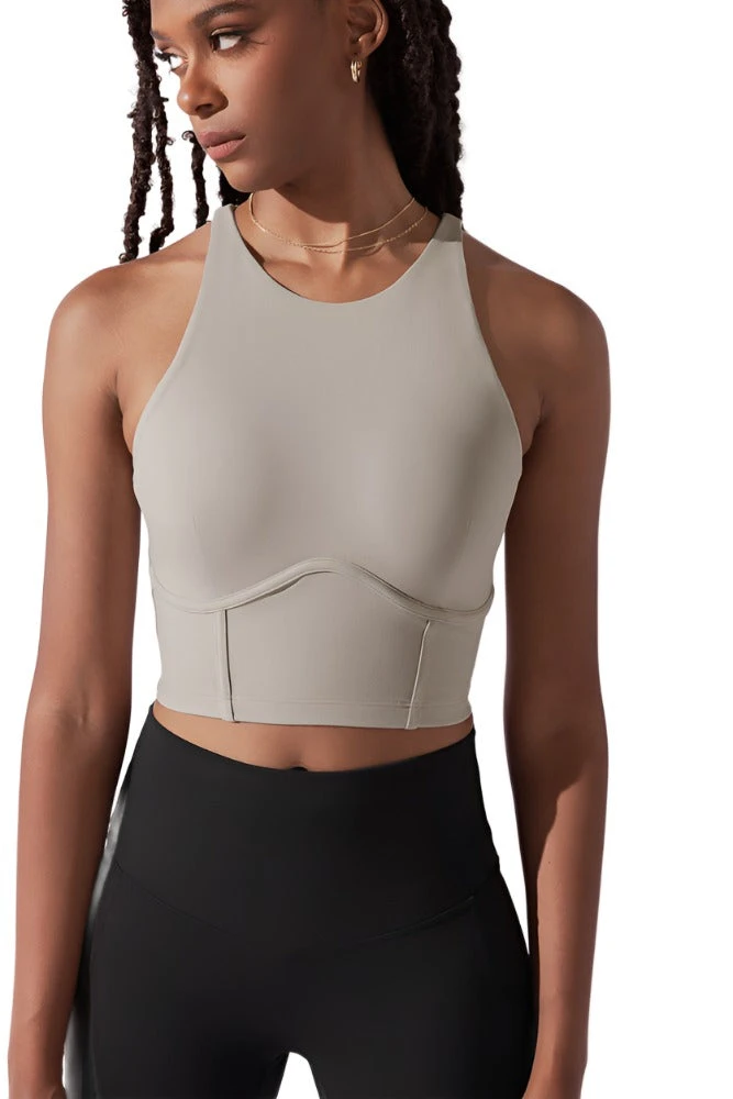 Cleo Corset Crop Bralette - Taupe - Image 4