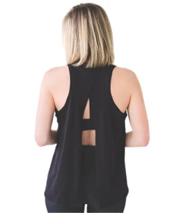Black Split-Back Yoga Tank