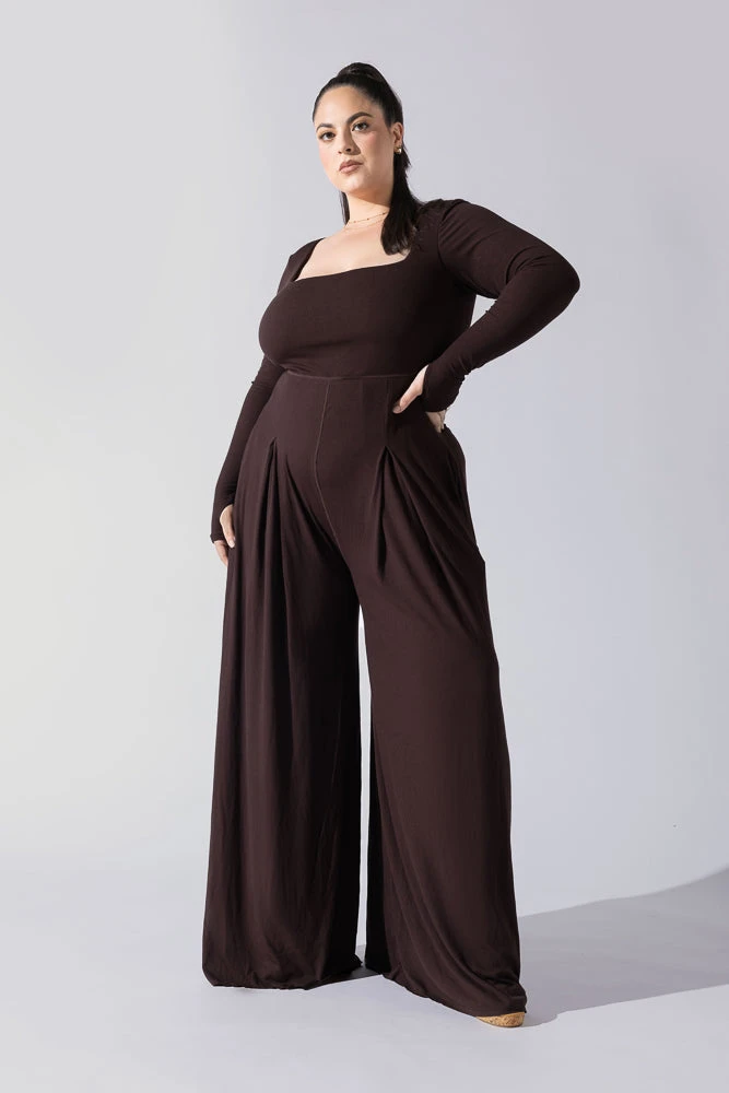 Go With The Flow Long Sleeve Jumpsuit - Cocoa - Image 7