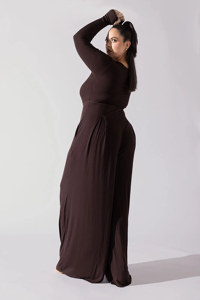 Go With The Flow Long Sleeve Jumpsuit - Cocoa - Image 6