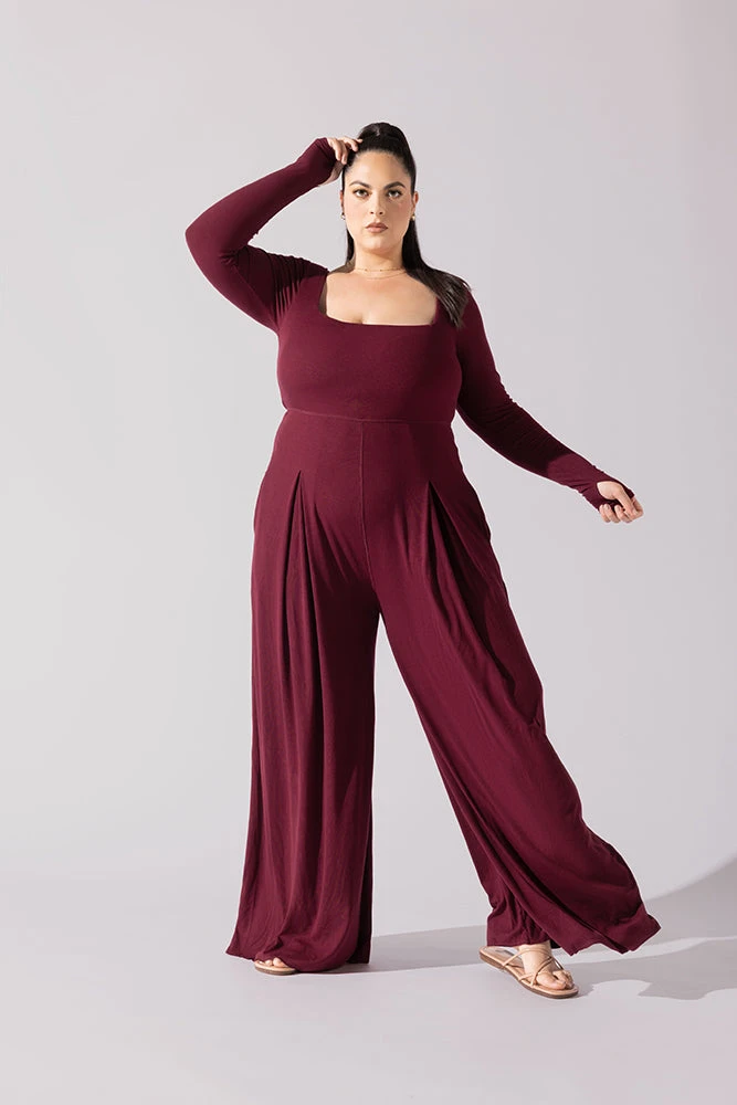 Go With The Flow Long Sleeve Jumpsuit - Garnet - Image 3