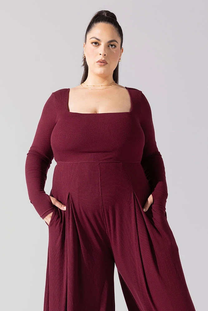 Go With The Flow Long Sleeve Jumpsuit - Garnet - Image 4