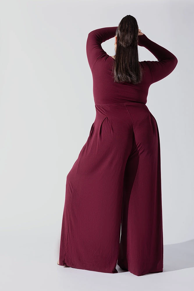 Go With The Flow Long Sleeve Jumpsuit - Garnet - Image 5