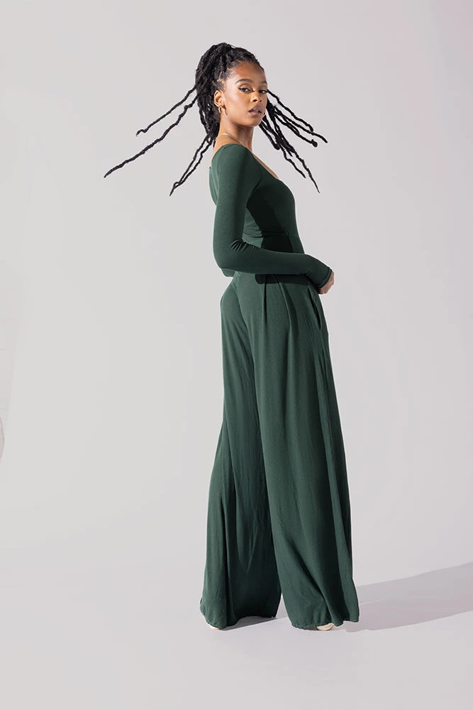Go With The Flow Long Sleeve Jumpsuit - Pine - Image 5