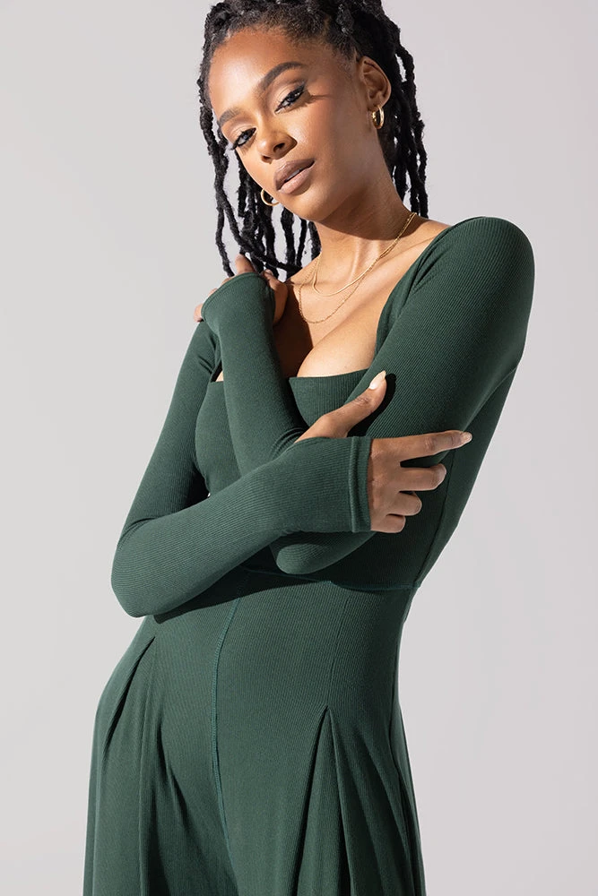 Go With The Flow Long Sleeve Jumpsuit - Pine - Image 6