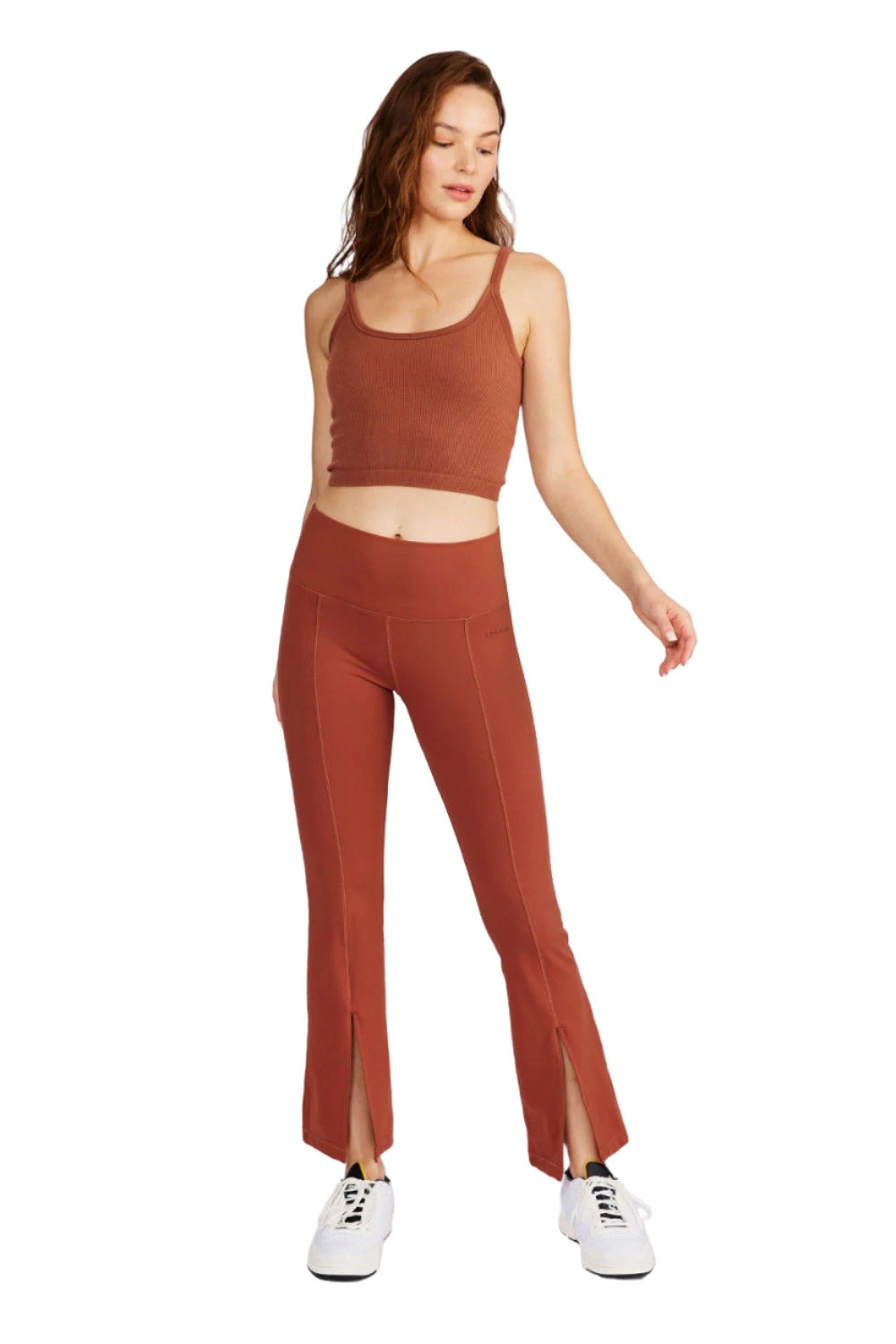 Julia Front-Slit Flare Pants Rust - Image 3