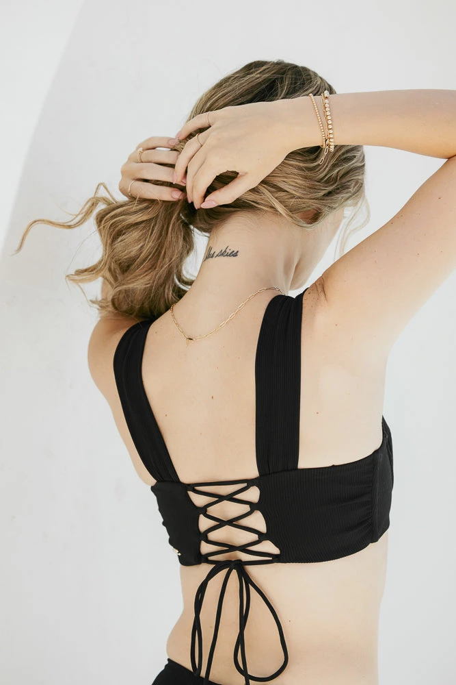 Boardwalk Bombshell Bikini Top - Black Rib - Image 2