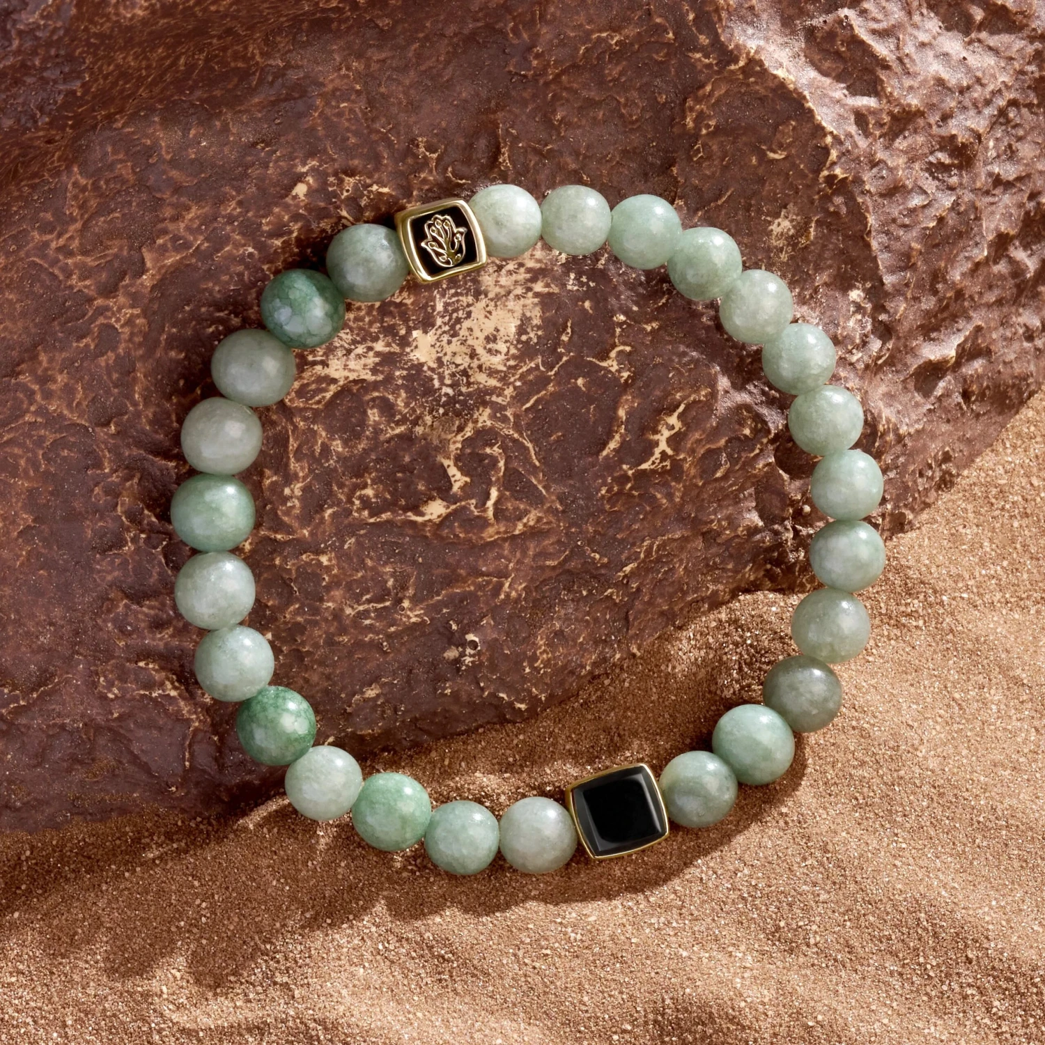 Abundant Support Jade Onyx Hamsa Bracelet - Image 2