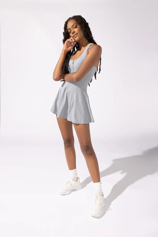 Matchpoint Workout Dress With Zipper - Blue Stone - Image 7