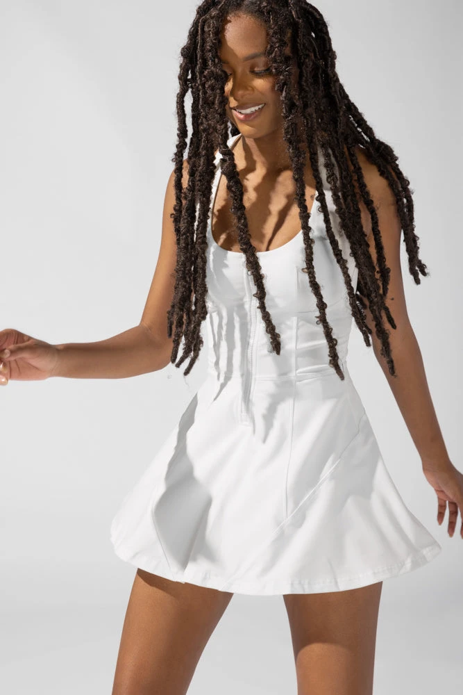 Matchpoint Workout Dress With Zipper - White - Image 5