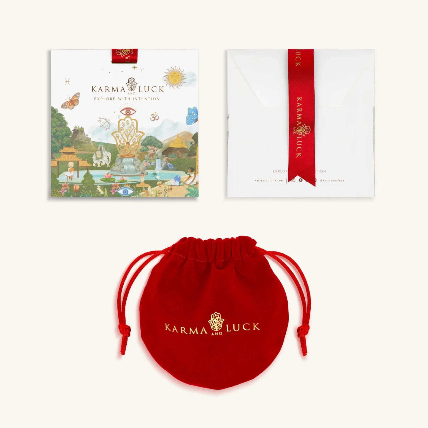 White Enamel Hamsa Red String Bracelet - Image 3