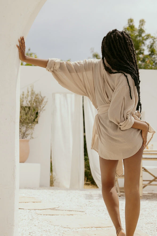 I Need A Vacation Shirt Dress With Pockets - Sand Dune - Image 6