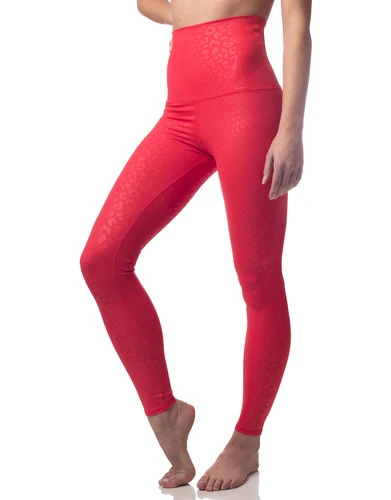 Emily Hsu Embossed Leopard Legging Ruby - Image 3