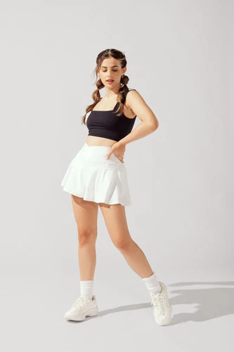Popflex CrissCross Hourglass™️ Twirl Skort W Pockets White - Image 2