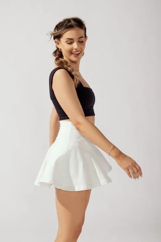 Popflex CrissCross Hourglass™️ Twirl Skort W Pockets White - Image 4