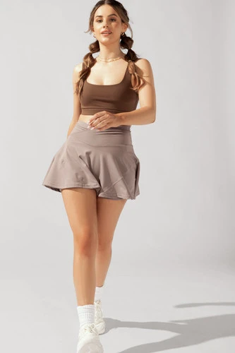 Popflex CrissCross™️ Twirl Skort W/ Pockets Rose Grey - Image 2