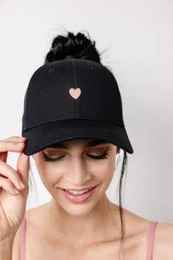 Popflex Little Heart High Ponytail Cap Black