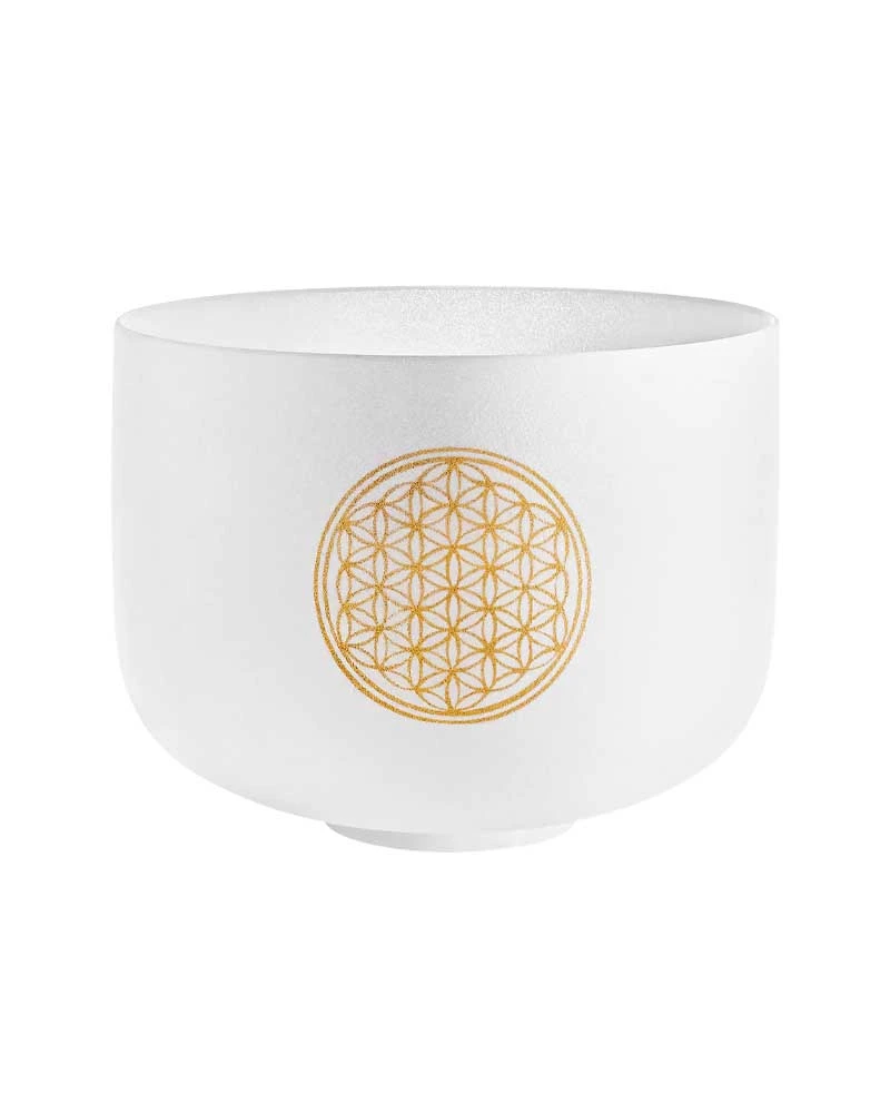 10" Quartz Crystal Singing Bowl - Flower Of Life, 128/256 Hz Note C4