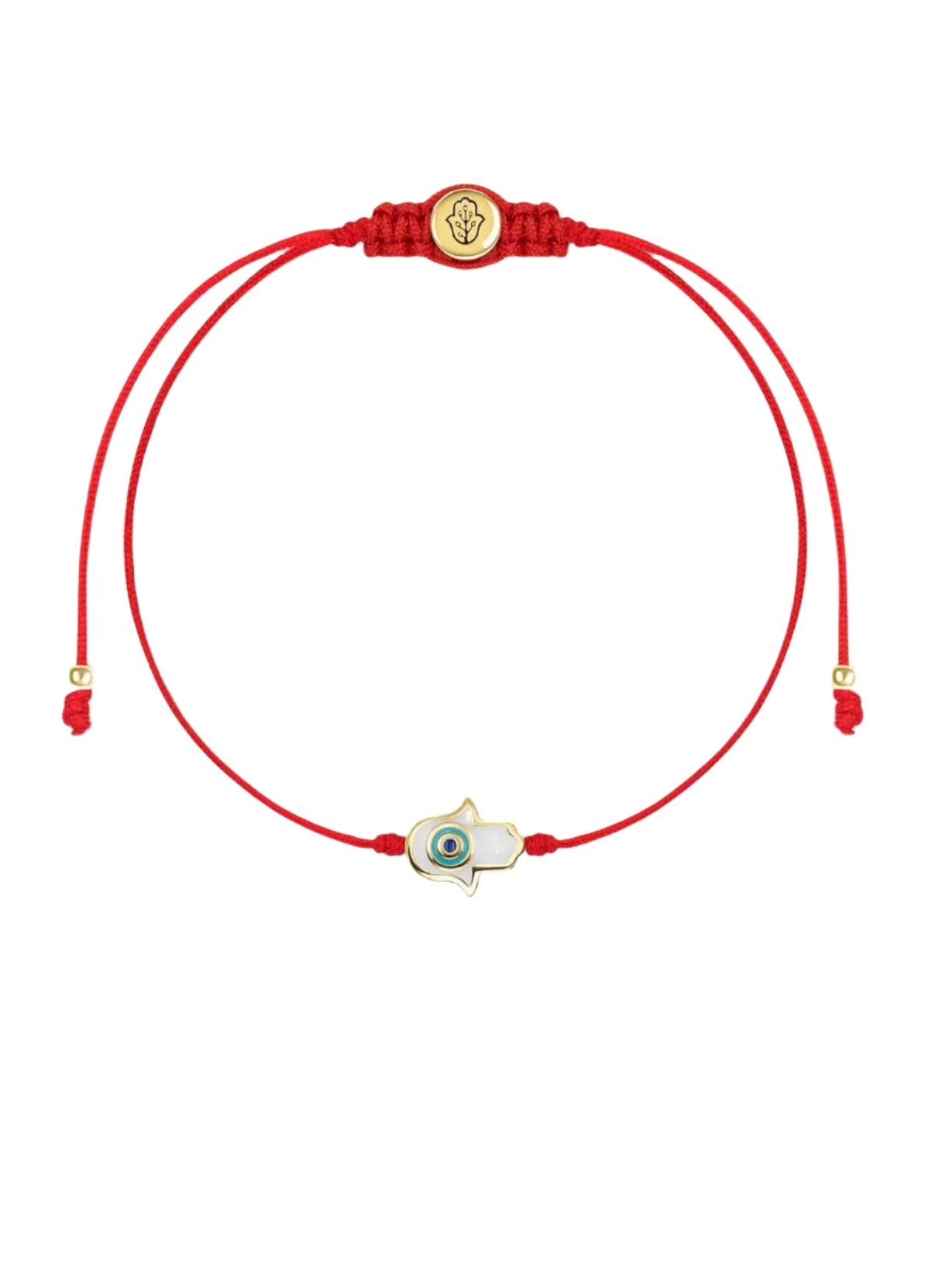 White Enamel Hamsa Red String Bracelet