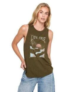 Spiritual Gangster Live Free Jade Muscle Tank